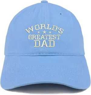 Trendy Apparel Shop World's Greatest Dad Embroidered Soft Crown 100% Brushed Cotton Cap
