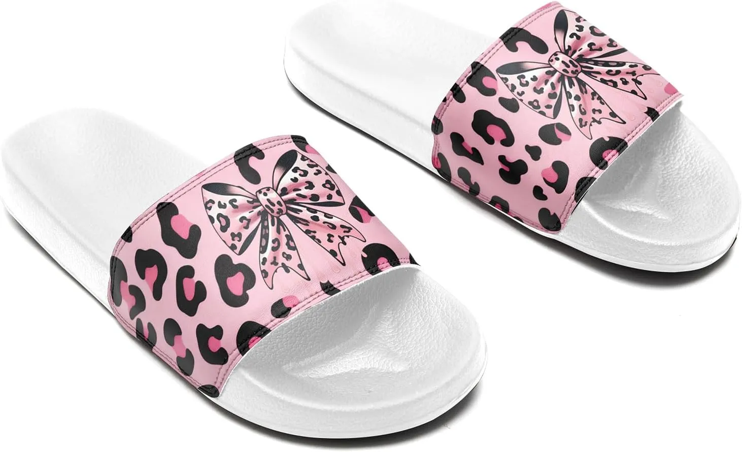Trendy Preppy Aesthetic Slide Sandals for Women, Comfortable Stylish Bow Print Design Girls Beach Outdoor Slippers