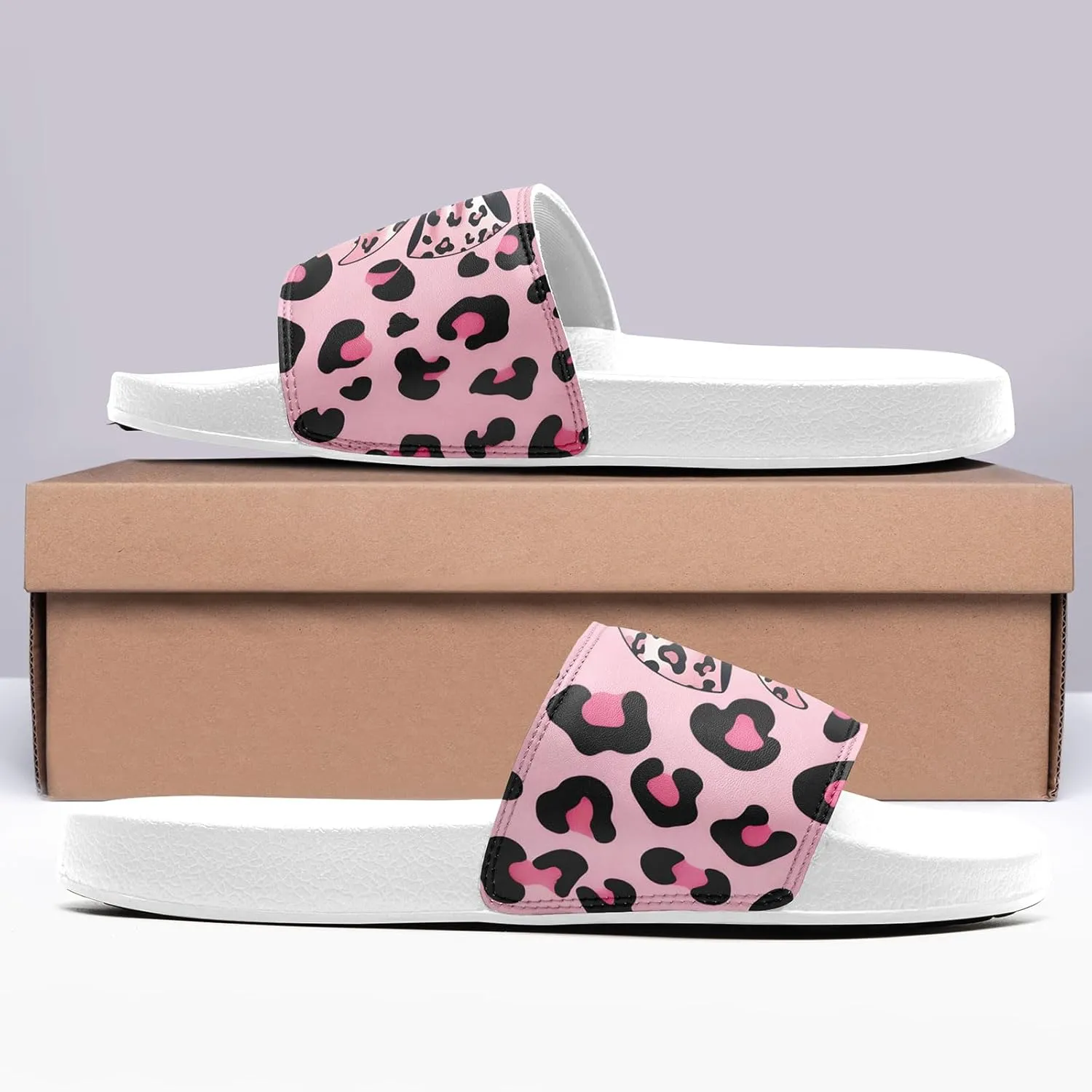 Trendy Preppy Aesthetic Slide Sandals for Women, Comfortable Stylish Bow Print Design Girls Beach Outdoor Slippers