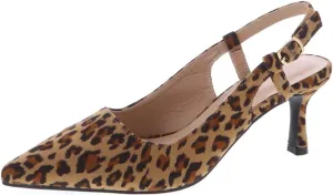 TruFox Women's Pointed Toe Kitten Heel Pumps Slingback Short Heel Slip On