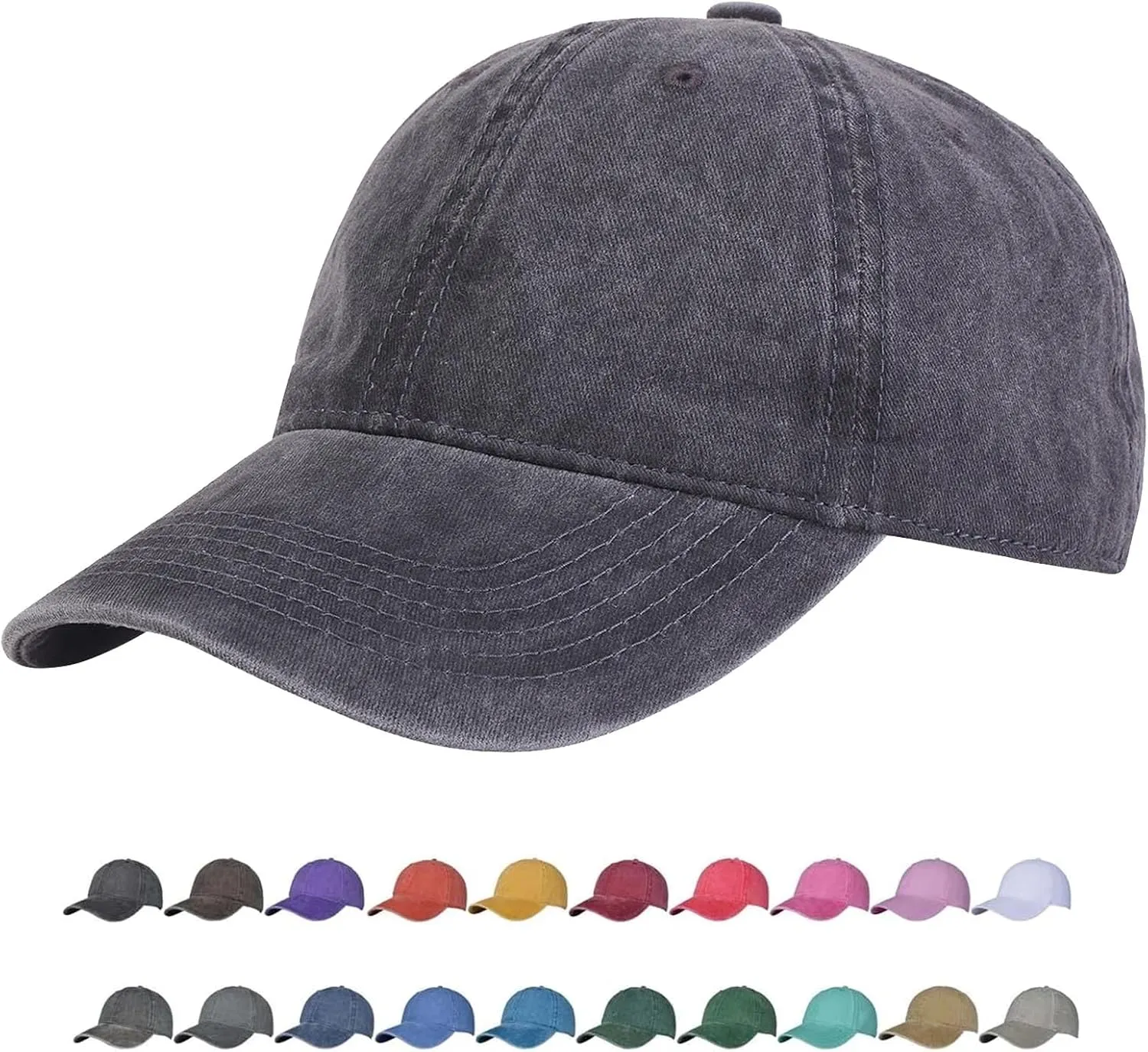 TSSGBL Vintage Cotton Washed Baseball Caps Unstructured Low Profile Adjustable Distressed Dad Hat for Men Women S-M-L-XXL
