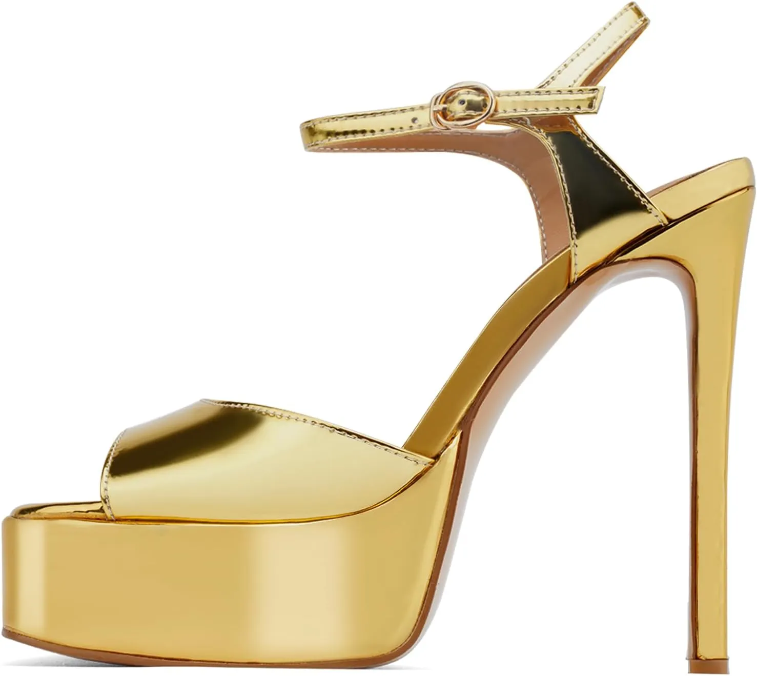 UBWDU Stiletto High Platform Heels for Women Square Open Toe Ankle Strap Heeled Sandals Prom Dress Shoes