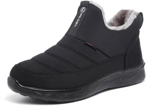 UIKGITP Womens Winter Tarpauli Boots Waterproof Snow Fur Lined Warm Platform Ankle Slip On Stylish Fuzzy Youth Women Booties