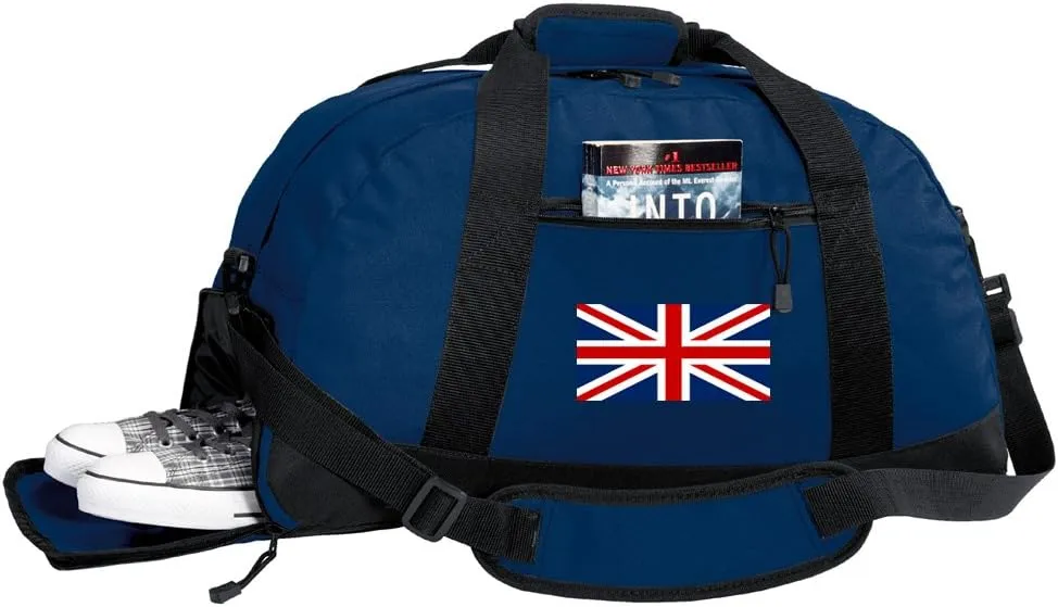 UK Flag Duffel Bag - England British Flag Gym Bags w/SHOE POCKETS