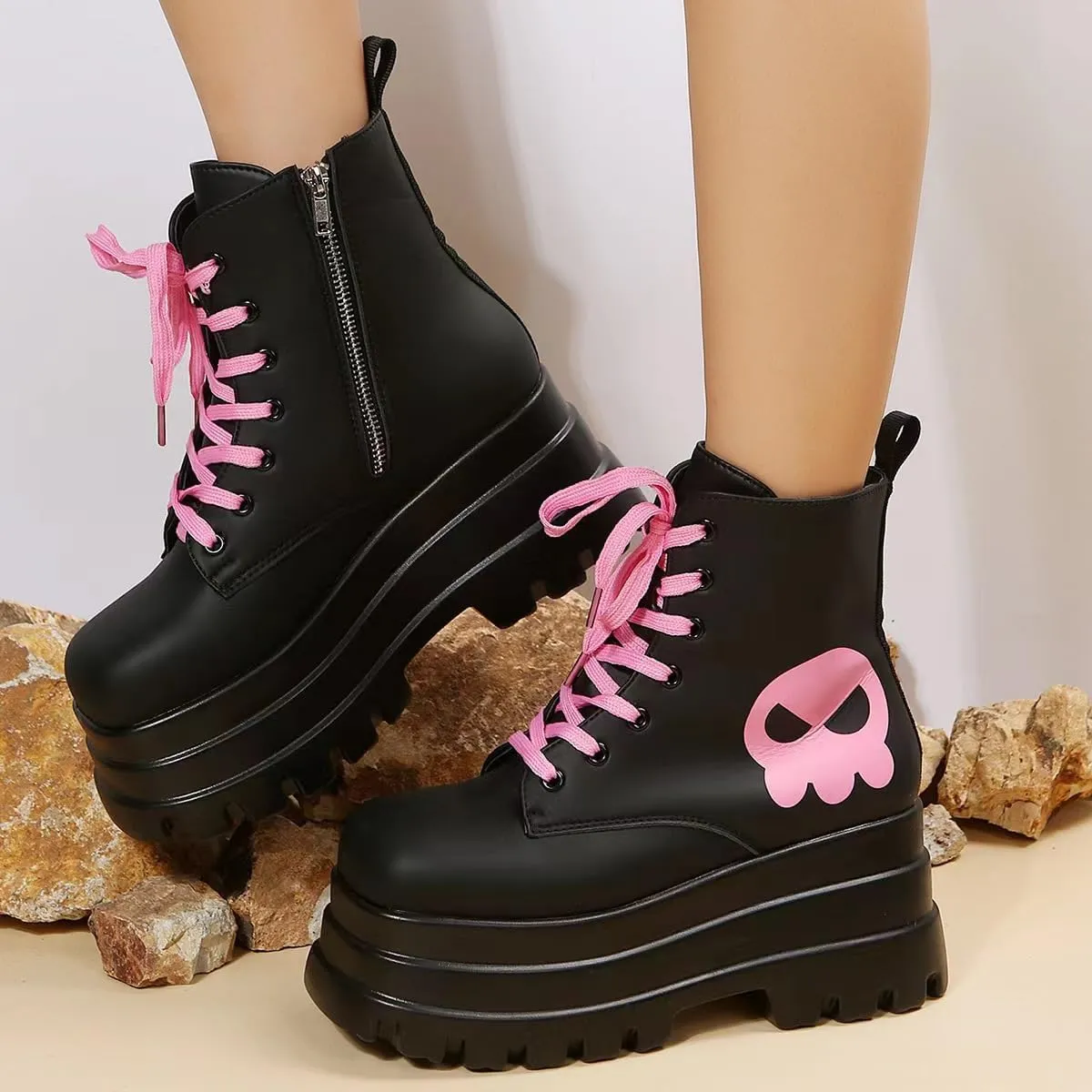 Ulalaza Women Mary Jane Dress Pumps Lolita Shoes Cute Platform Gothic Double Ankle Strap Round Toe Chunky Heel Uniform Pumps Shoes Perfect for School Party Business Work Dance Date Night Club