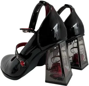 Ulalaza Womens Platform Mary Janes Dress Pumps Chunky Platform Shoes Patent Leather Gothic Lolita Sweet Toe Ankle