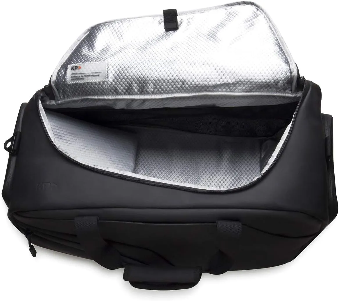 Ultimate Duffle Travel Bag - Unique & Concealed Storage Pockets, Premium PU Leather & Hardware, Carry-on Size - Black