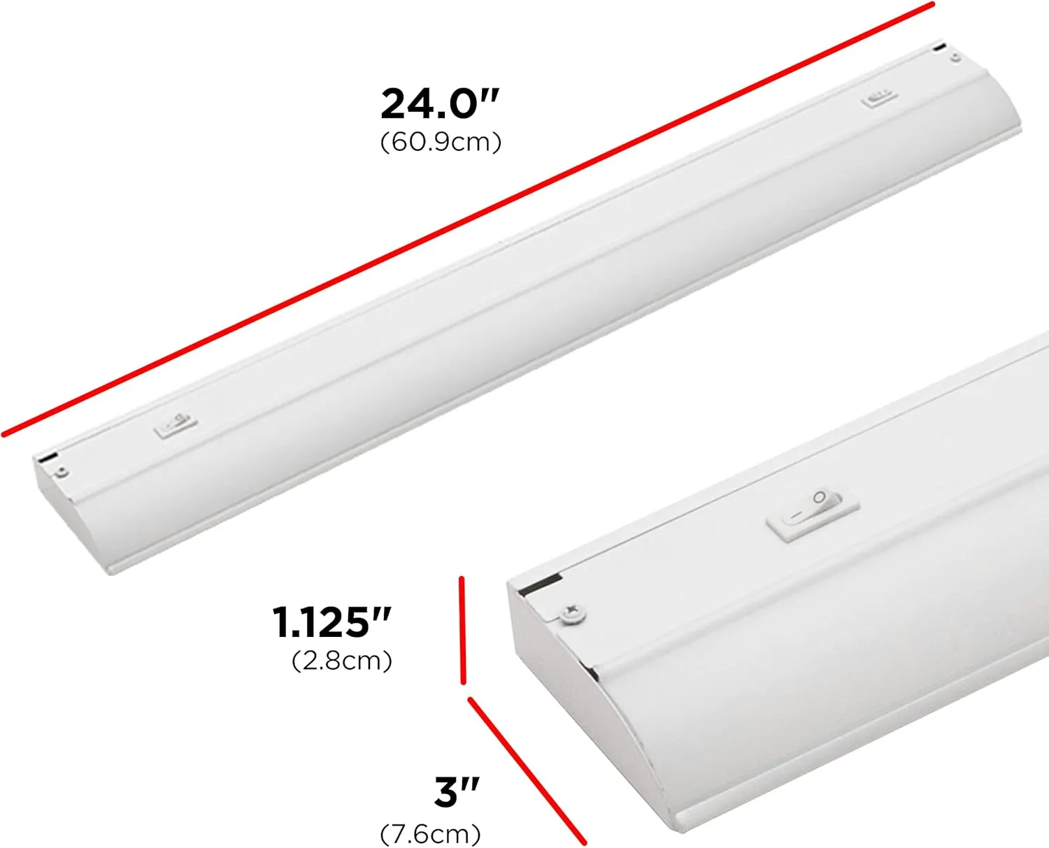UltraPro 24 inch Hardwired Under Cabinet Lights, 3 Color Settings - 2700K/4000K/5000K - Warm White, Cool White, and Daylight, Under Cabinet Lighting, Dimmable Under Counter Lights for Kitchen, 45368