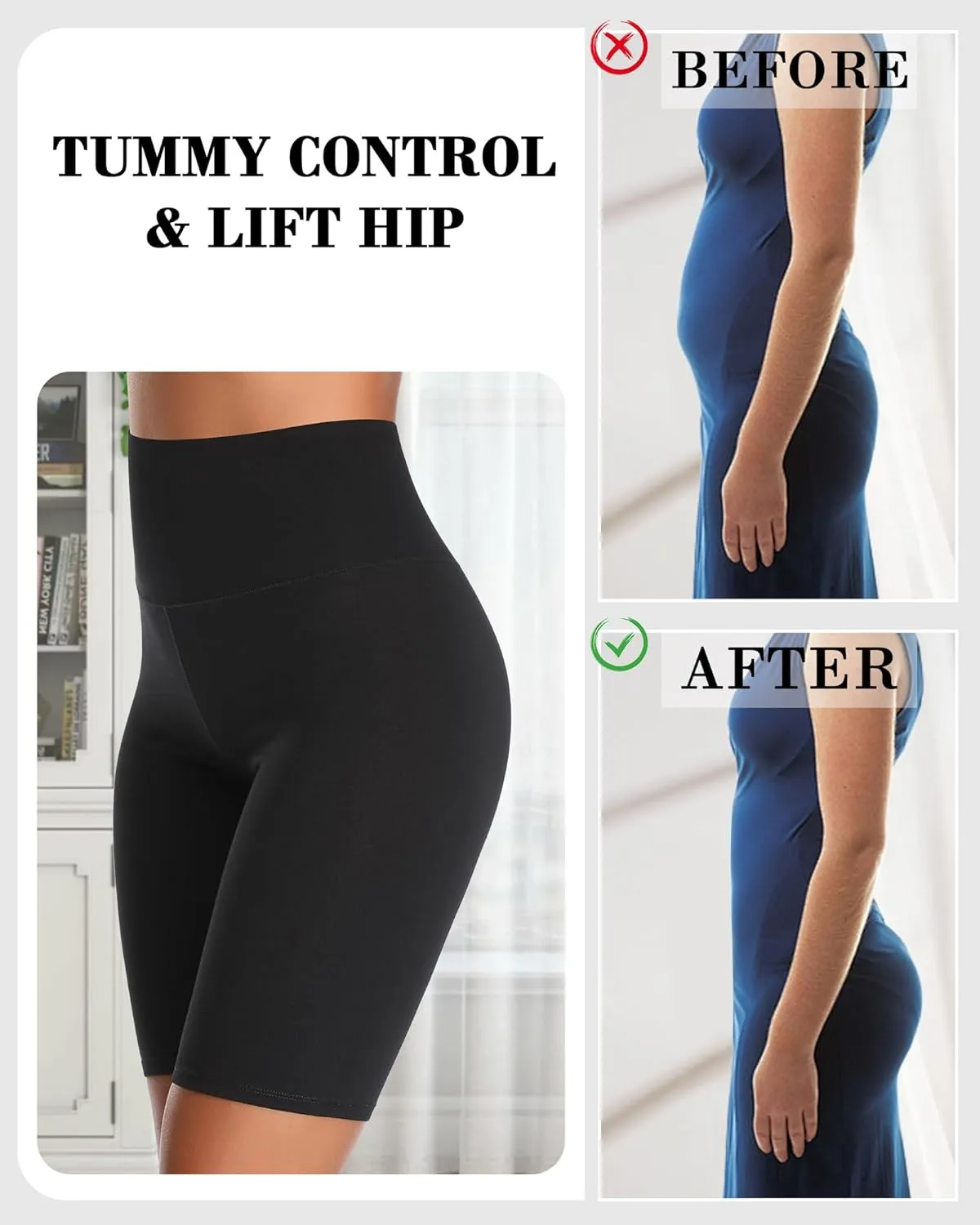 UMMISS Cotton Boy Shorts Underwear for Women High Waisted Biker Shorts Tummy Control Boxer Briefs Pack