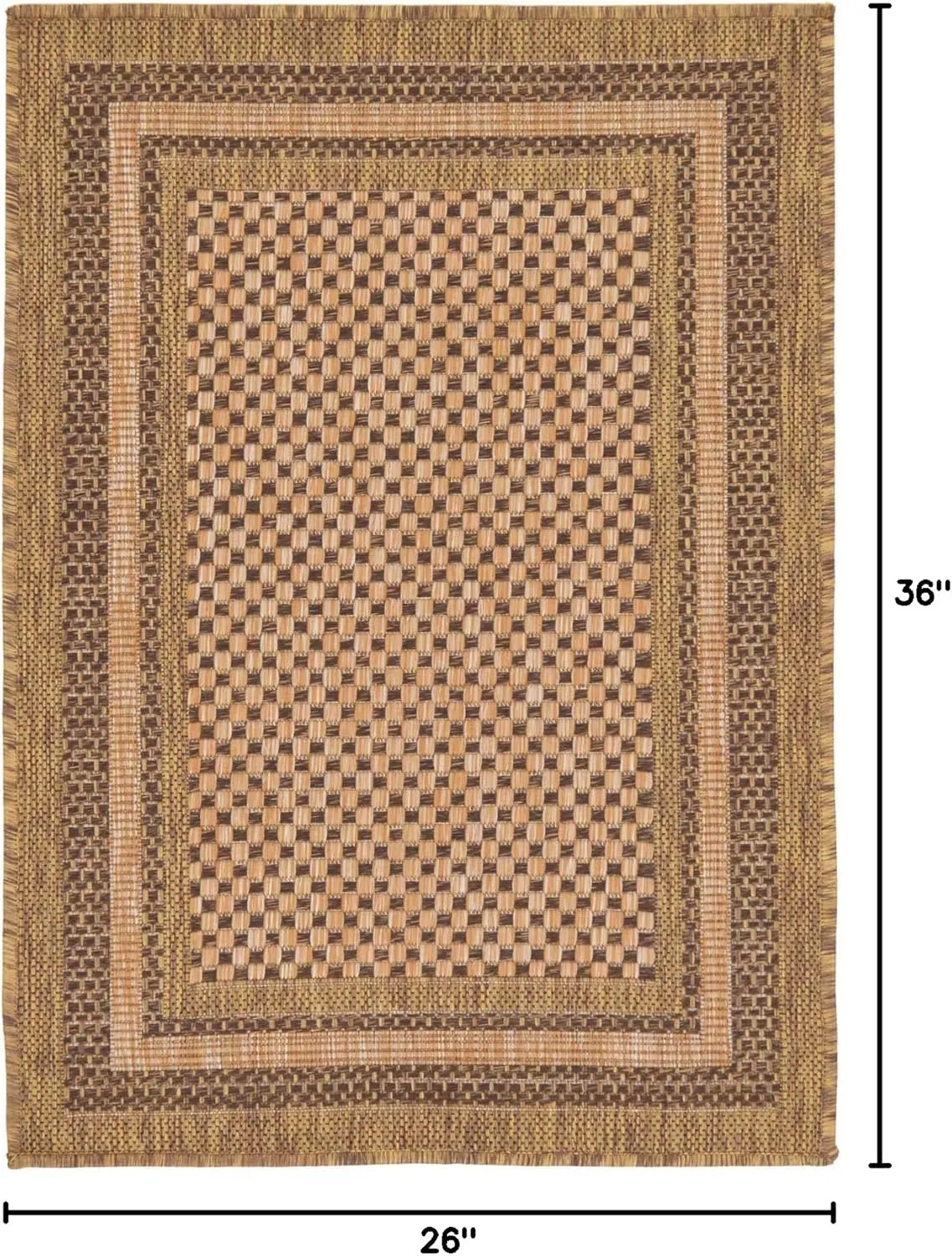 Unique Loom Outdoor Border Collection Area Rug - Multi Border (2' 2" x 3' Rectangle, Light Brown/ Brown)