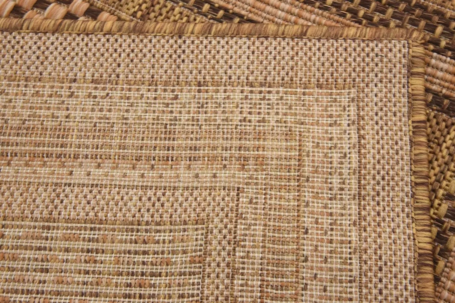 Unique Loom Outdoor Border Collection Area Rug - Multi Border (2' 2" x 3' Rectangle, Light Brown/ Brown)