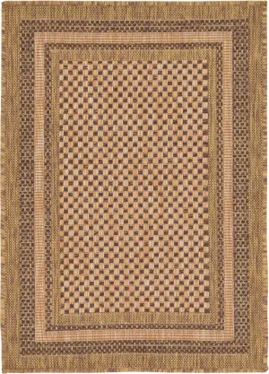 Unique Loom Outdoor Border Collection Area Rug - Multi Border (2' 2" x 3' Rectangle, Light Brown/ Brown)
