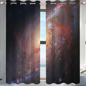 Universe Blackout Curtains,Planet Slider Curtains for Sliding Glass Doors Darkout Curtains for Bedroom 72in Width by 72in Height