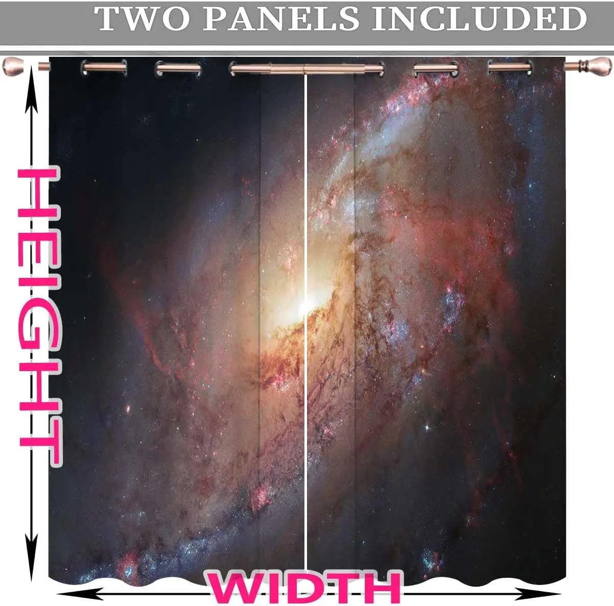 Universe Blackout Curtains,Planet Slider Curtains for Sliding Glass Doors Darkout Curtains for Bedroom 72in Width by 72in Height