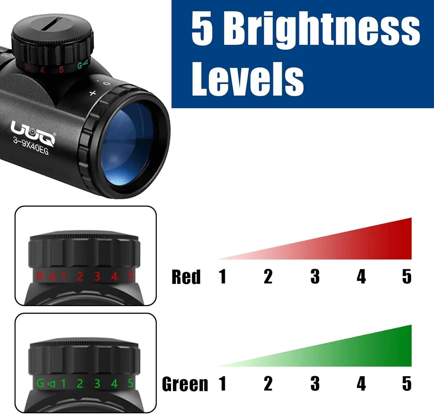 UUQ 3-9×40 Rifle Scope with Red/Green Illumination and Rangefinder Reticle-Fits 20mm Free Mounts,Waterproof and Fog-Proof