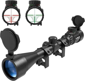 UUQ 3-9×40 Rifle Scope with Red/Green Illumination and Rangefinder Reticle-Fits 20mm Free Mounts,Waterproof and Fog-Proof