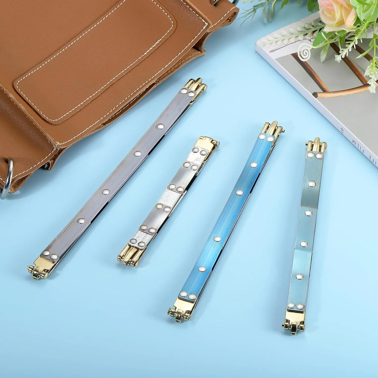 uxcell Metal Internal Flex Frames, 3 Pcs 8.27" x 0.55" Flex Frame Kiss Lock Clasp, Handbag Frame Hardware Accessories Bag Clip for DIY Clutch Coin Purse Handmade Sewing Making Craft