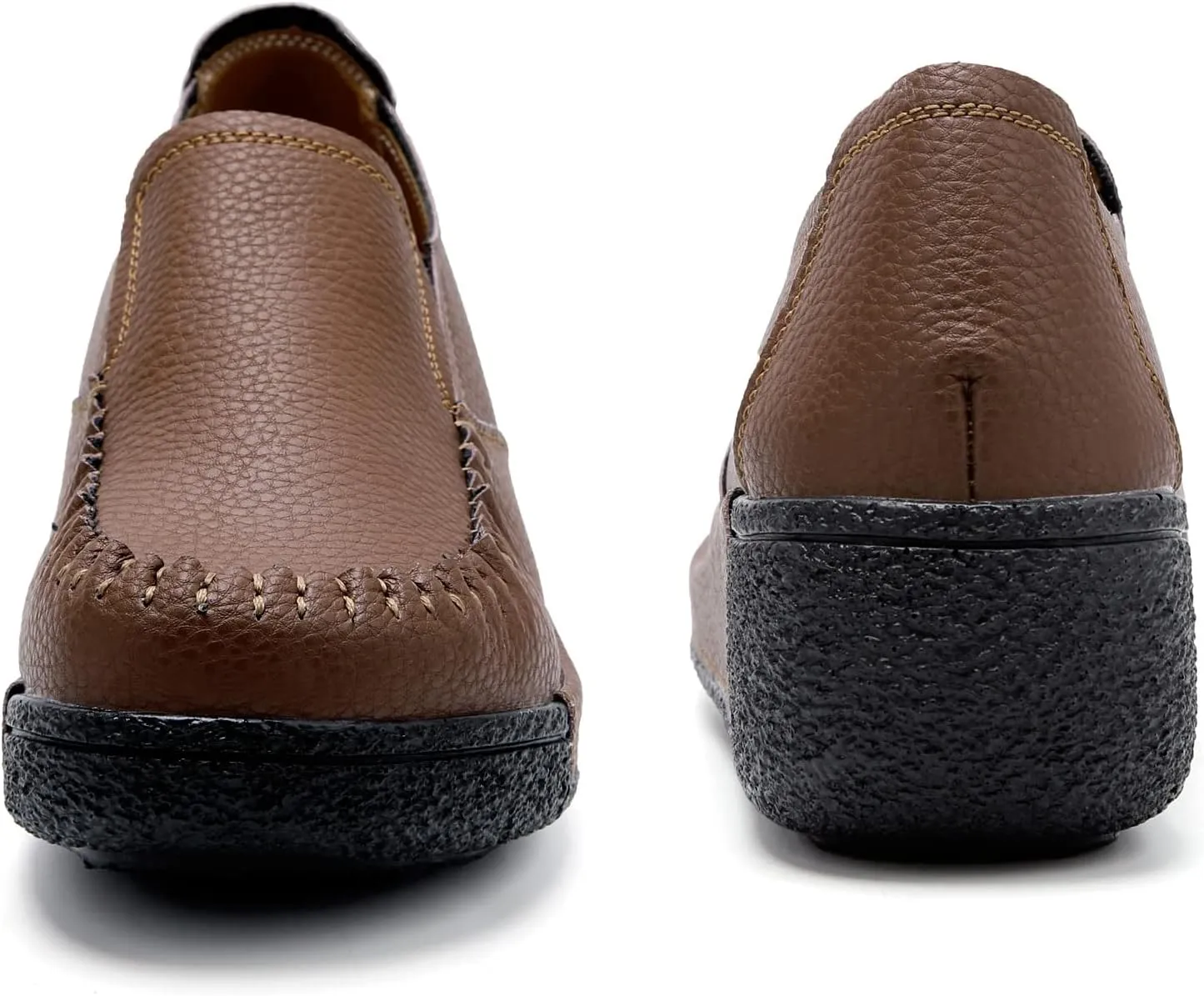 UZB Women's Slip On Loafer Leather Comfort Casual Platform Shoes