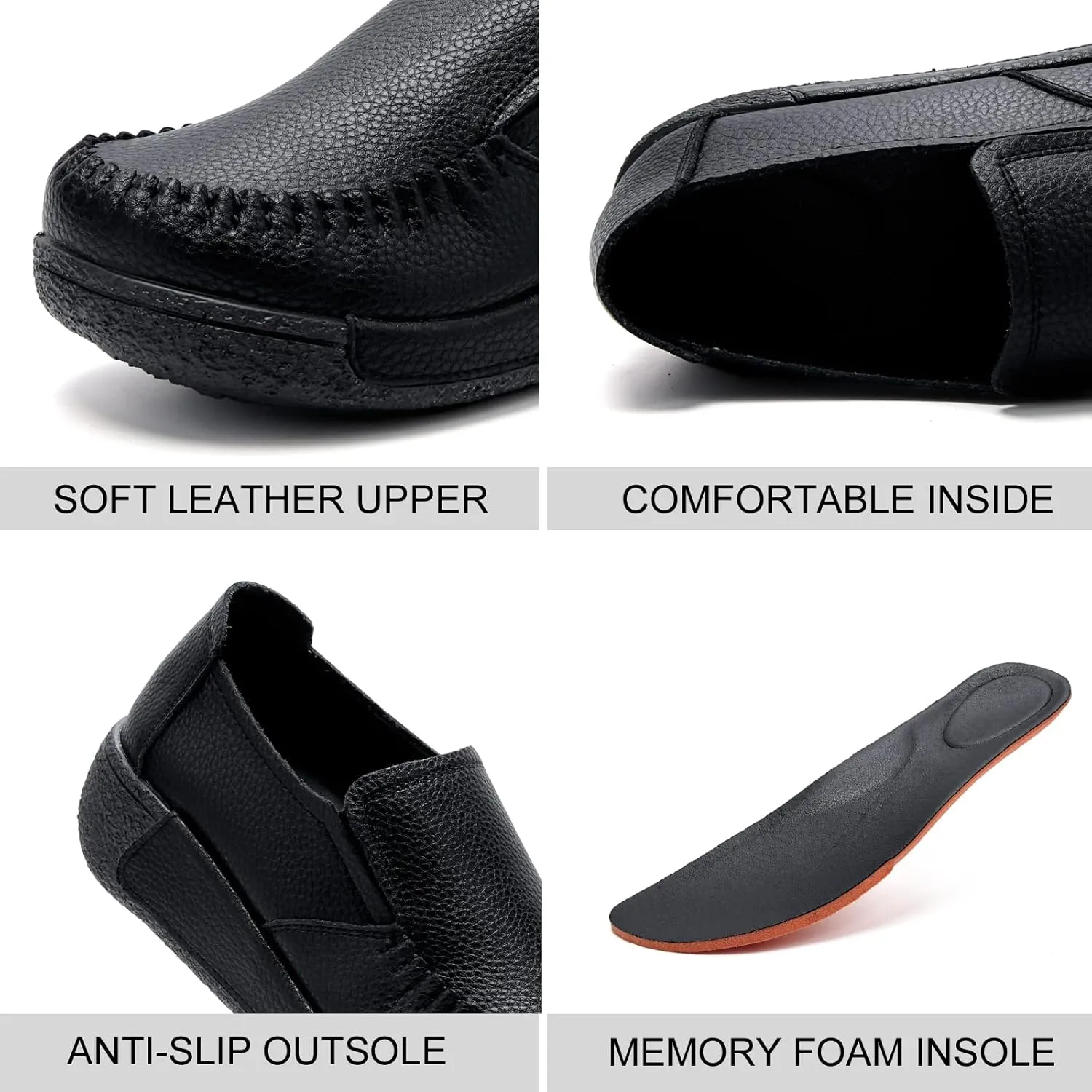 UZB Women's Slip On Loafer Leather Comfort Casual Platform Shoes