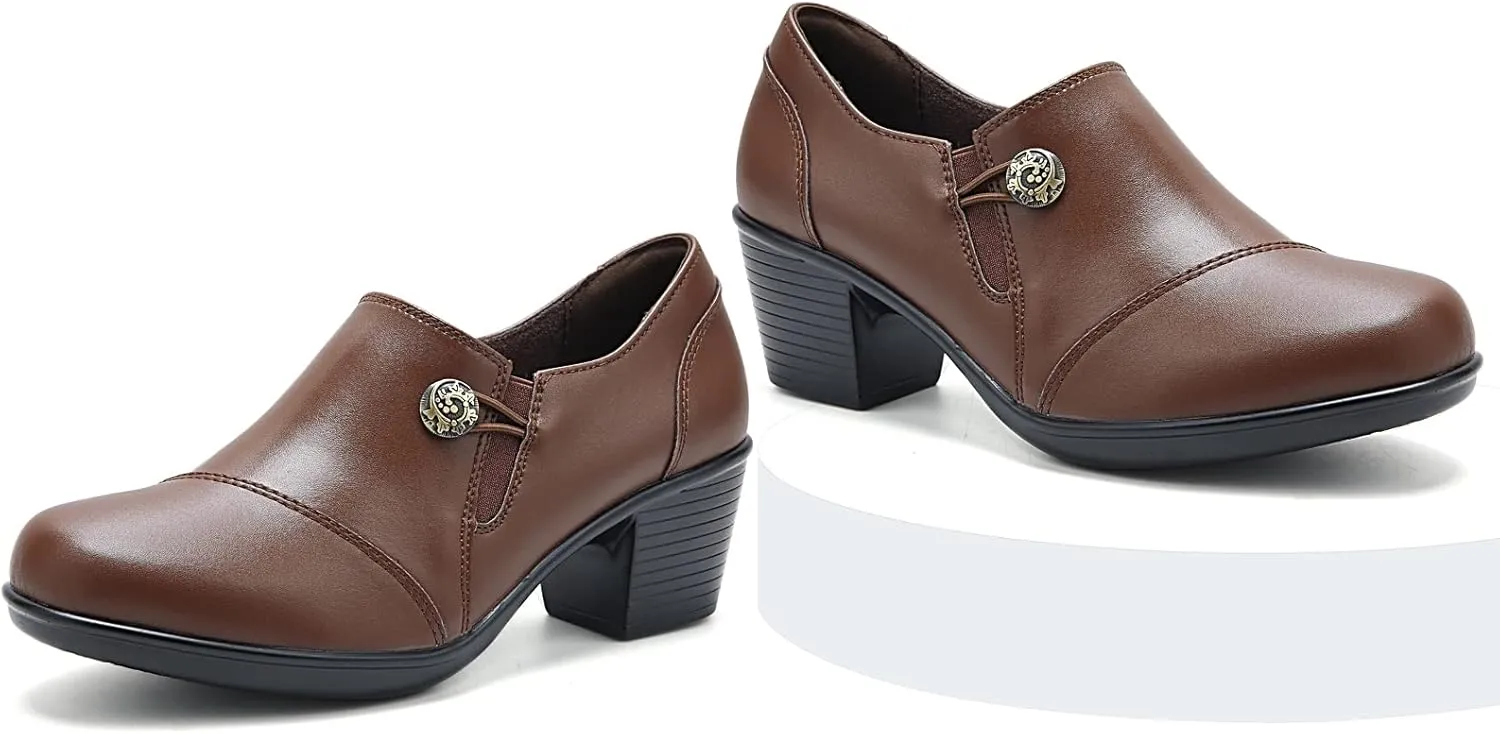 UZB Women's Slip-On Loafer Zip Leather Pump Shoes