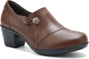 UZB Women's Slip-On Loafer Zip Leather Pump Shoes