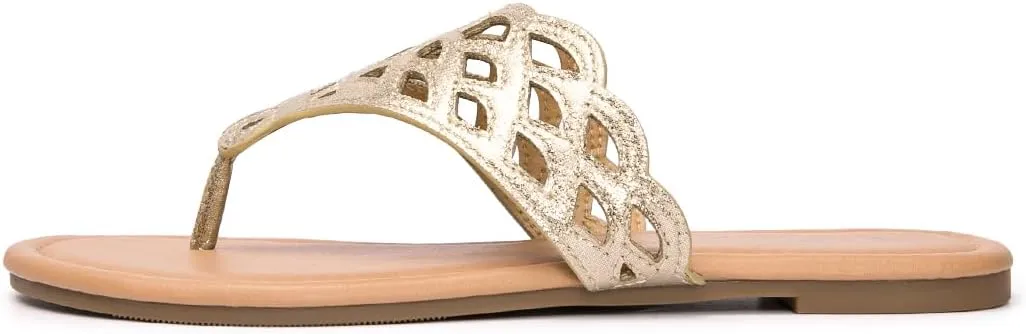 Vanessa Women's Thong Flat Sandals T-Strap Sandals Slip On Gladiator Slide Sandals Summer Beach Flip Flop