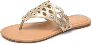 Vanessa Women's Thong Flat Sandals T-Strap Sandals Slip On Gladiator Slide Sandals Summer Beach Flip Flop