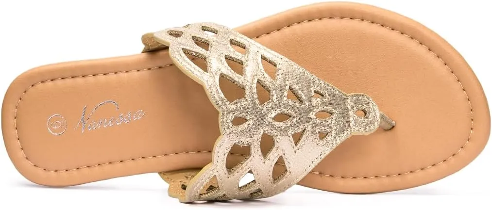 Vanessa Women's Thong Flat Sandals T-Strap Sandals Slip On Gladiator Slide Sandals Summer Beach Flip Flop