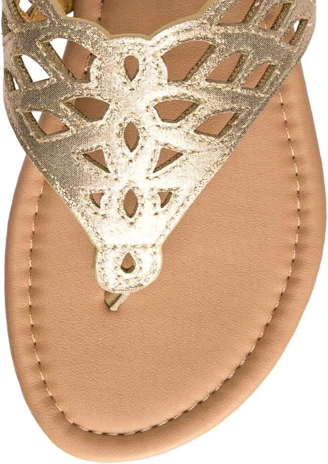 Vanessa Women's Thong Flat Sandals T-Strap Sandals Slip On Gladiator Slide Sandals Summer Beach Flip Flop