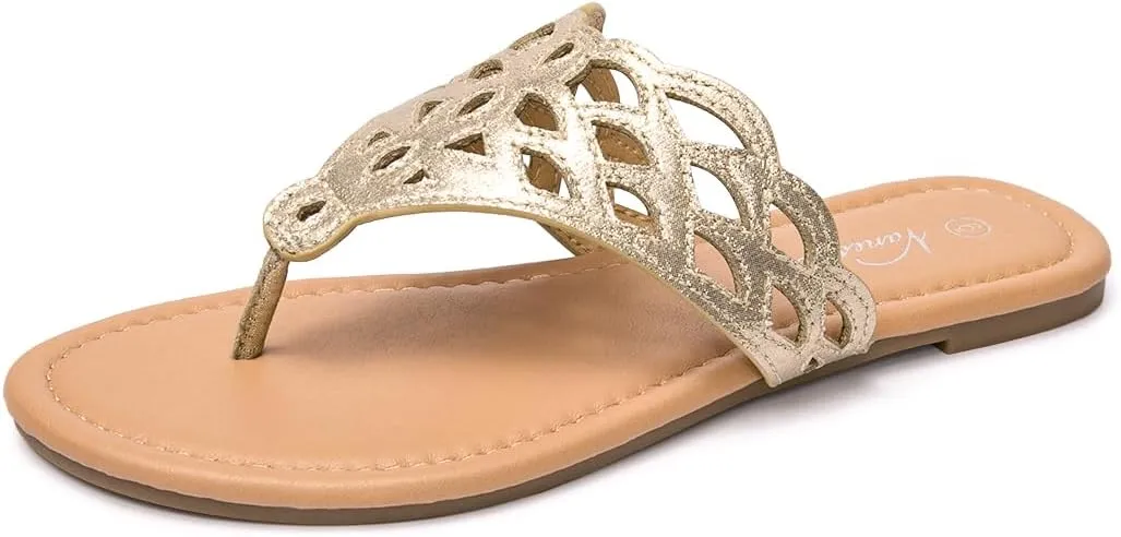 Vanessa Women's Thong Flat Sandals T-Strap Sandals Slip On Gladiator Slide Sandals Summer Beach Flip Flop
