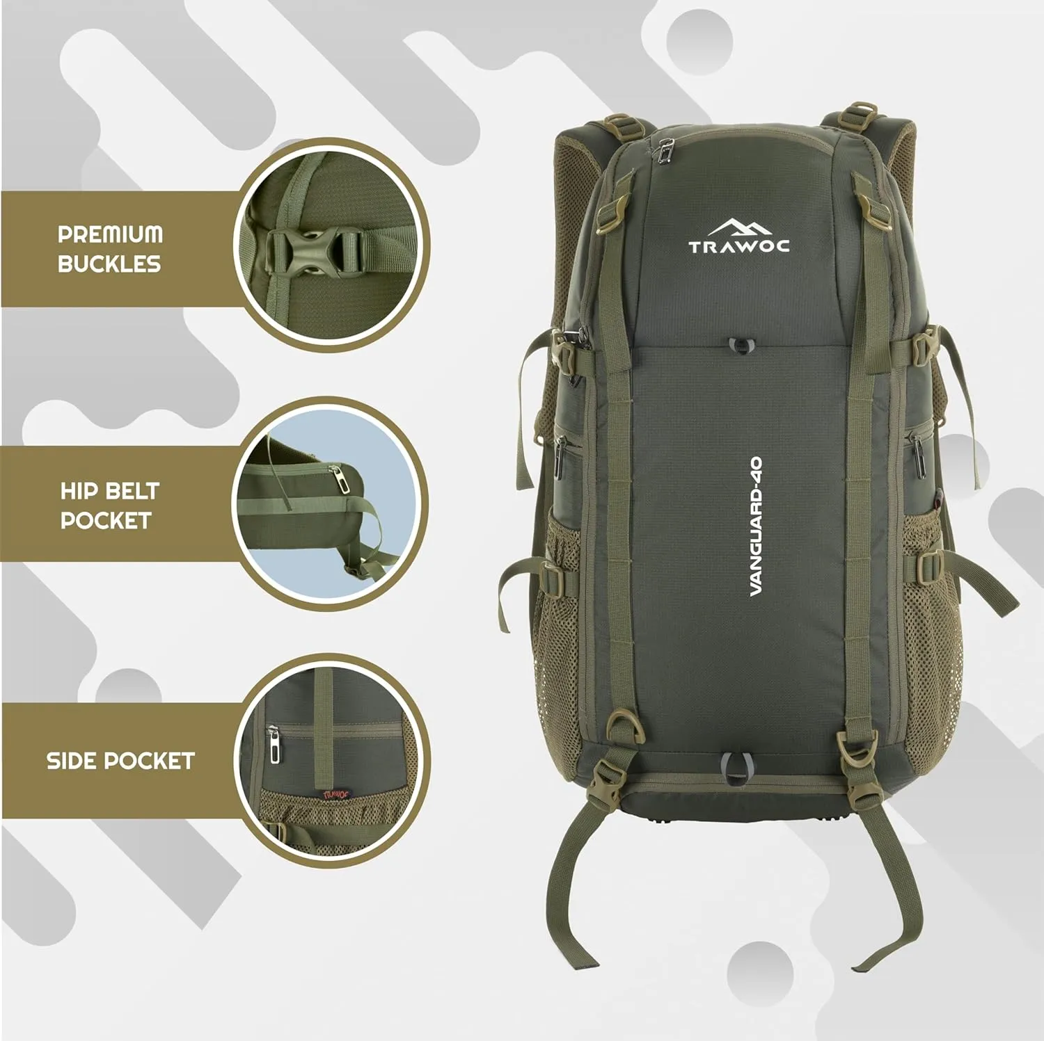VANGUARD 40 L Travel Backpack Laptop Bag with Rain Cover & Shoe Compartment Ideal for Men and Women, Olivegreen