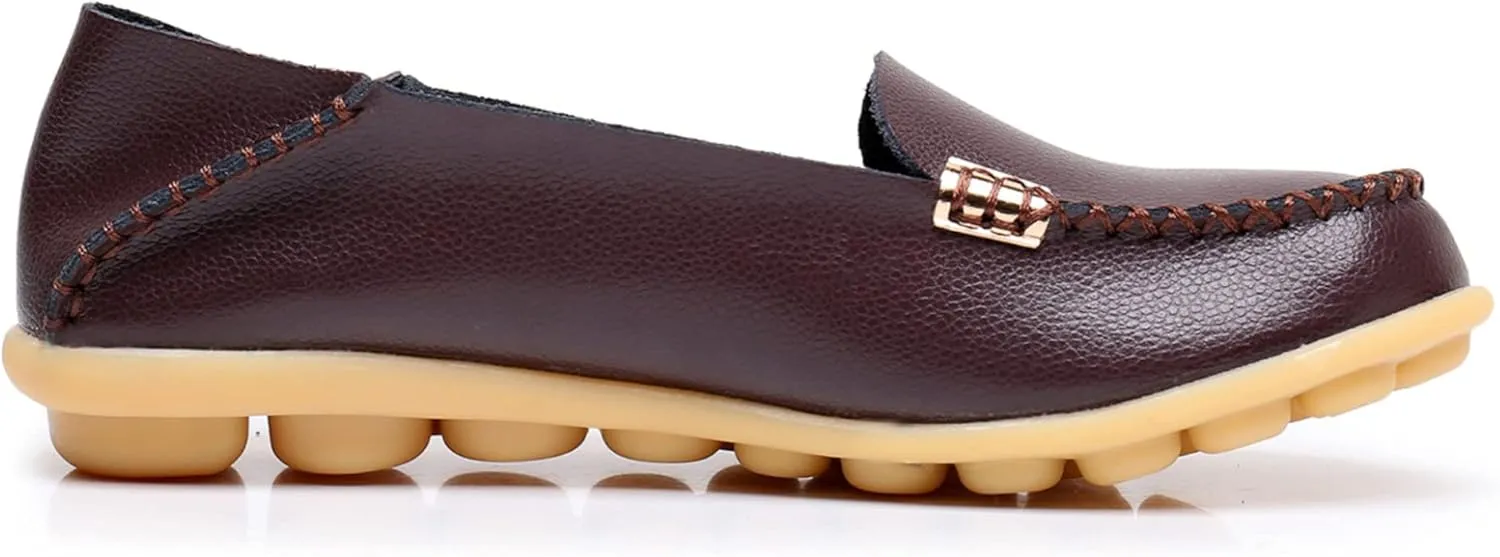 VenusCelia Women's Natural 2 Comfort Walking Flat Loafer