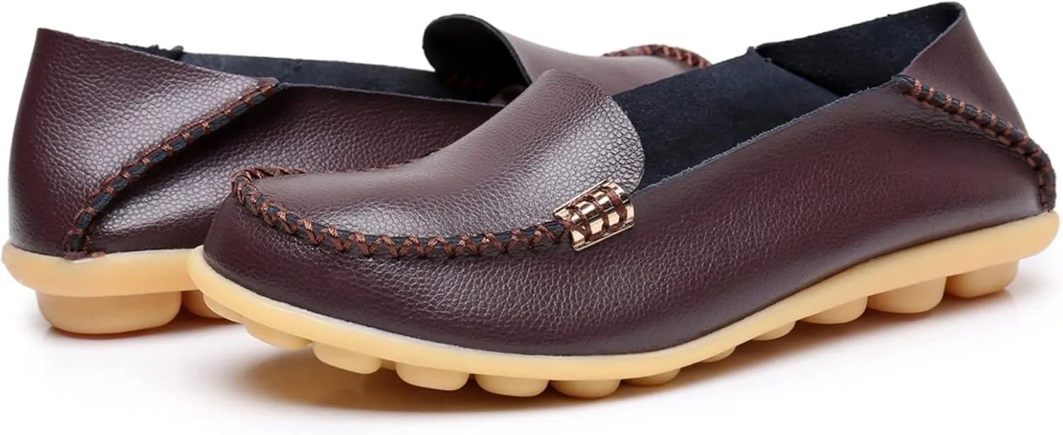 VenusCelia Women's Natural 2 Comfort Walking Flat Loafer