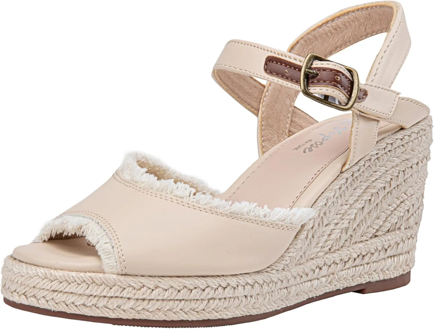 Vepose Women's 880 Wedge Sandals Peep Toe, 3.3" Inch High Heel Platform Espadrilles Sandals with Ankle Buckle
