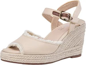 Vepose Women's 880 Wedge Sandals Peep Toe, 3.3" Inch High Heel Platform Espadrilles Sandals with Ankle Buckle