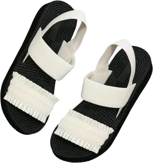 Verdusa Women's Woven Ankle Strap Sandals Double Band Open Toe Braided Summer Flat Shoes