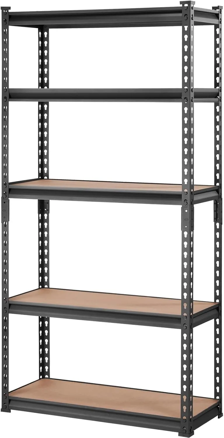 VEVOR Storage Shelving Unit, 5-Tier Adjustable, 2000 lbs Capacity, Heavy Duty Garage Shelves Metal Organizer Utility Rack, Black, 30" L x 12" W x 60" H for Kitchen Pantry Basement Bathroom Laundry