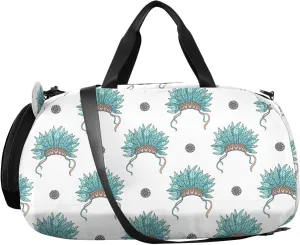 VIGTRO American Native Culture Pattern Kids Overnight Travel Duffel Bag Sport Gym Bag for Boys Girls with Shoe Compartment, Carry On Weekender Luggage Bag for Dance Swim Yoga