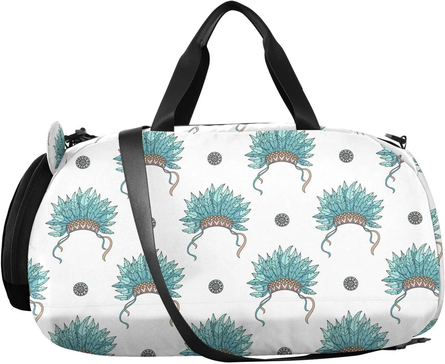 VIGTRO American Native Culture Pattern Kids Overnight Travel Duffel Bag Sport Gym Bag for Boys Girls with Shoe Compartment, Carry On Weekender Luggage Bag for Dance Swim Yoga