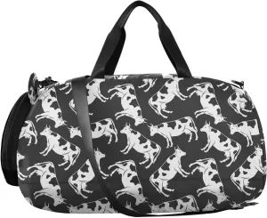 VIGTRO Black and White Cattle Pattern Kids Overnight Travel Duffel Bag Sport Gym Bag for Boys Girls with Shoe Compartment, Carry On Weekender Luggage Bag for Dance Swim Yoga