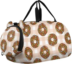 VIGTRO Chocolate Donut Sweet Food Kids Overnight Travel Duffel Bag Sport Gym Bag for Boys Girls with Shoe Compartment, Carry On Weekender Luggage Bag for Dance Swim Yoga
