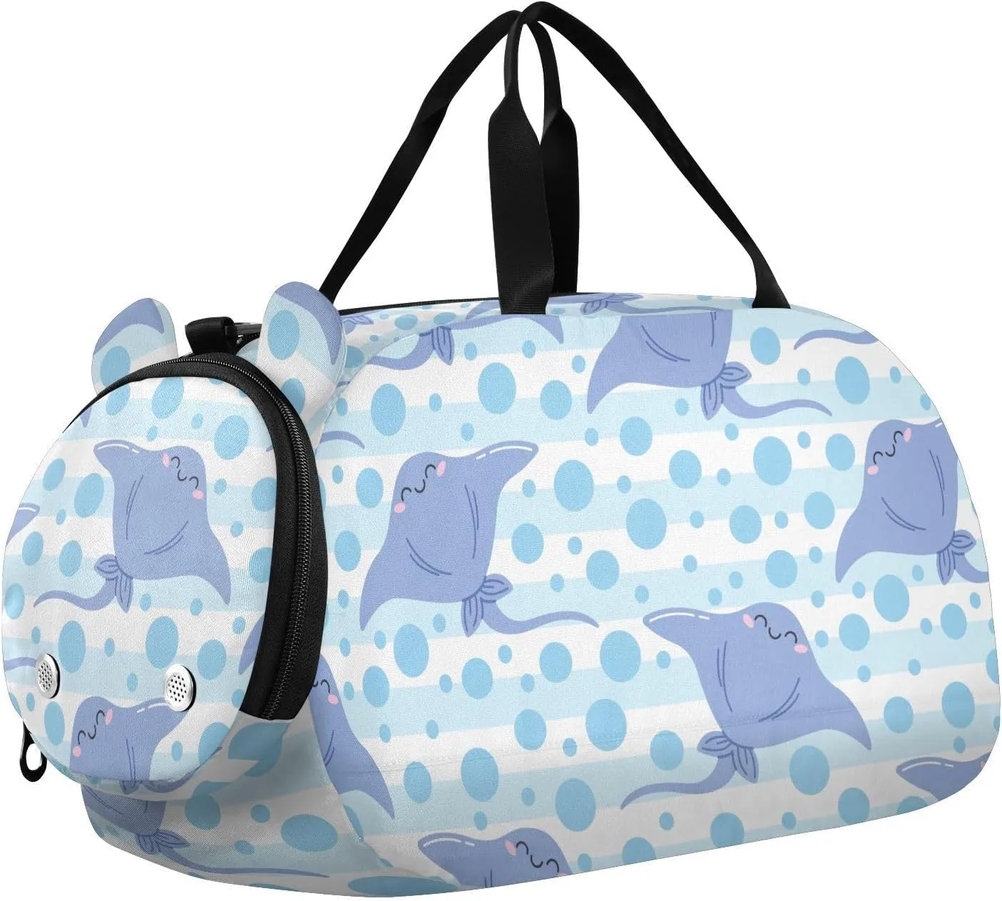 VIGTRO Cute Sea Stingray Bubbles Kids Overnight Travel Duffel Bag Sport Gym Bag for Boys Girls with Shoe Compartment, Carry On Weekender Luggage Bag for Dance Swim Yoga