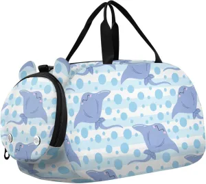 VIGTRO Cute Sea Stingray Bubbles Kids Overnight Travel Duffel Bag Sport Gym Bag for Boys Girls with Shoe Compartment, Carry On Weekender Luggage Bag for Dance Swim Yoga