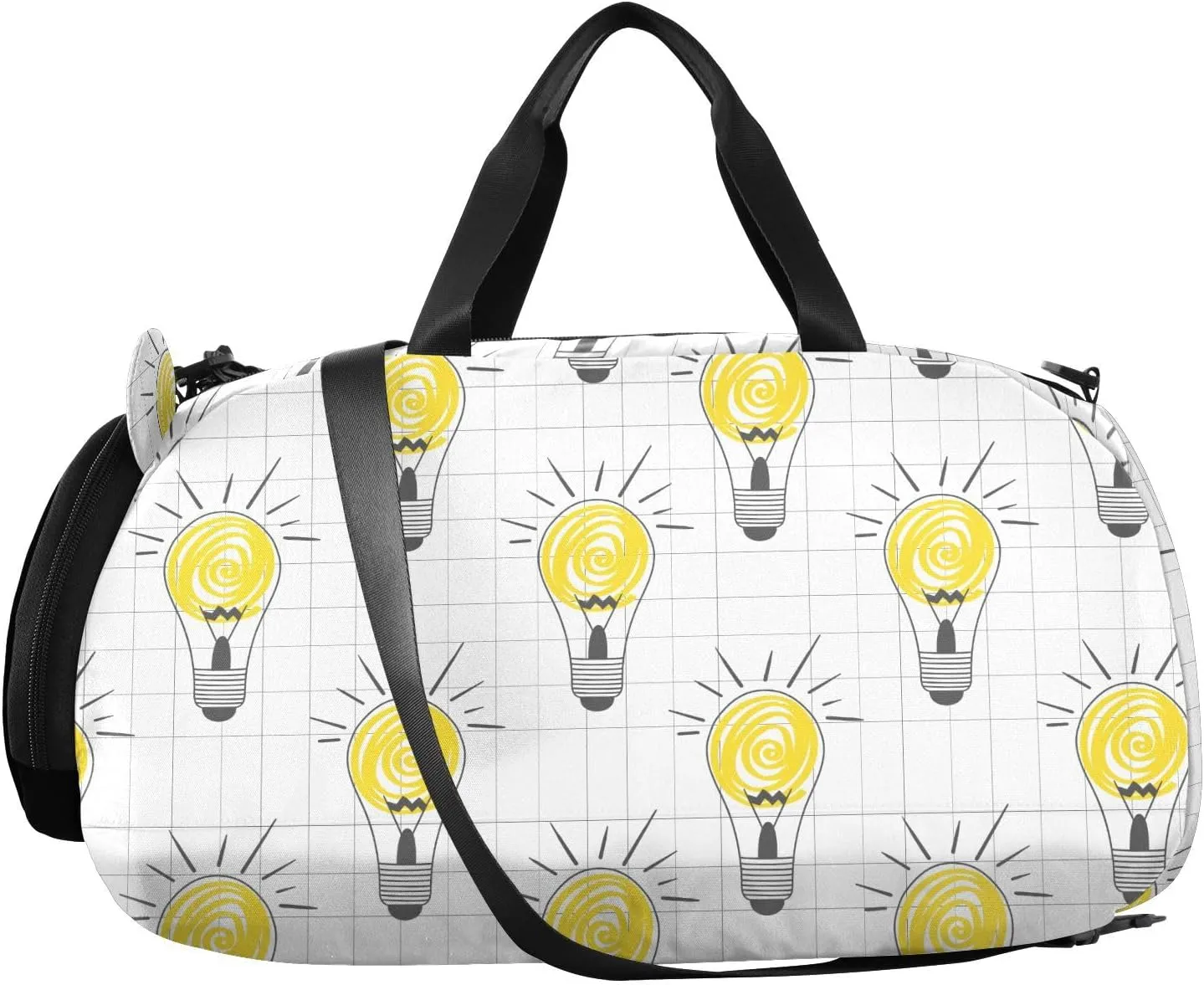 VIGTRO Light Bulbs Pattern Kids Overnight Travel Duffel Bag Sport Gym Bag for Boys Girls with Shoe Compartment, Carry On Weekender Luggage Bag for Dance Swim Yoga