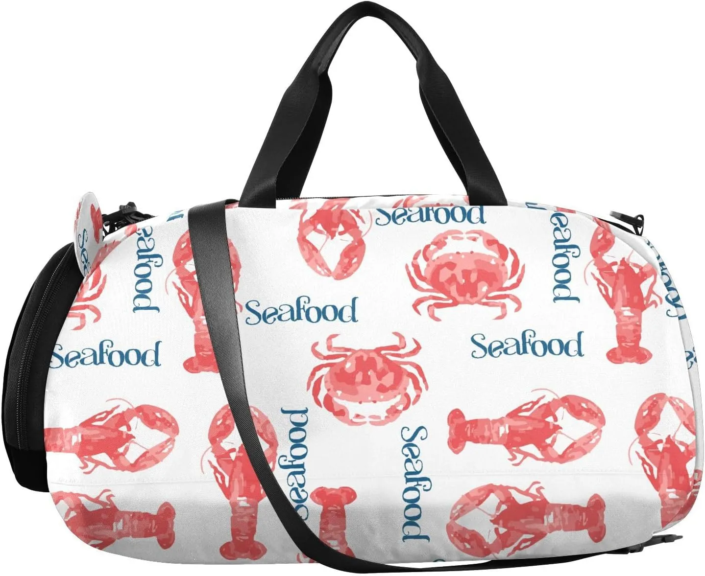 VIGTRO Lobster and Crab Sea Food Kids Overnight Travel Duffel Bag Sport Gym Bag for Boys Girls with Shoe Compartment, Carry On Weekender Luggage Bag for Dance Swim Yoga