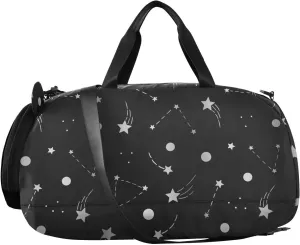 VIGTRO Nigh Sky Star Line Kids Overnight Travel Duffel Bag Sport Gym Bag for Boys Girls with Shoe Compartment, Carry On Weekender Luggage Bag for Dance Swim Yoga
