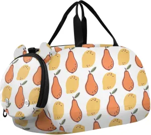 VIGTRO Pears and Lemons Kids Overnight Travel Duffel Bag Sport Gym Bag for Boys Girls with Shoe Compartment, White Carry On Weekender Luggage Bag for Dance Swim Yoga