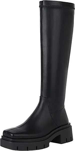 vivianly Women's Fashion Knee High Boots Chunky Block Heel Square Toe Zipper Long Boot