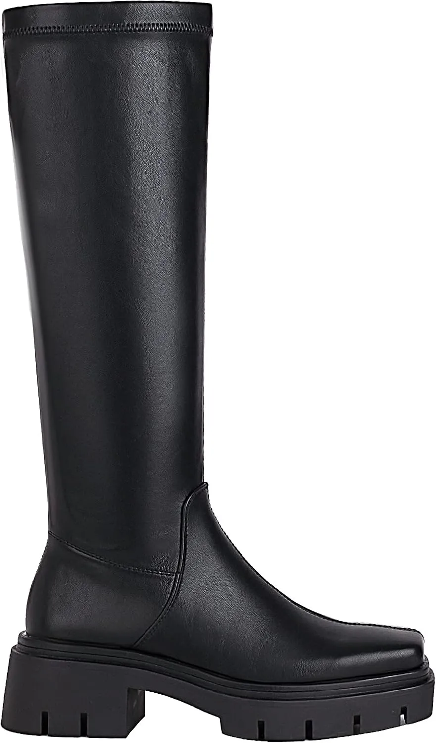 vivianly Women's Fashion Knee High Boots Chunky Block Heel Square Toe Zipper Long Boot