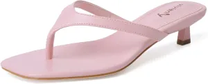 vivianly Women's Flip Flops Kitten Heel Sandals Backless Slippers Stiletto Heel Pinch toe Sandals Slip on Slides Mules